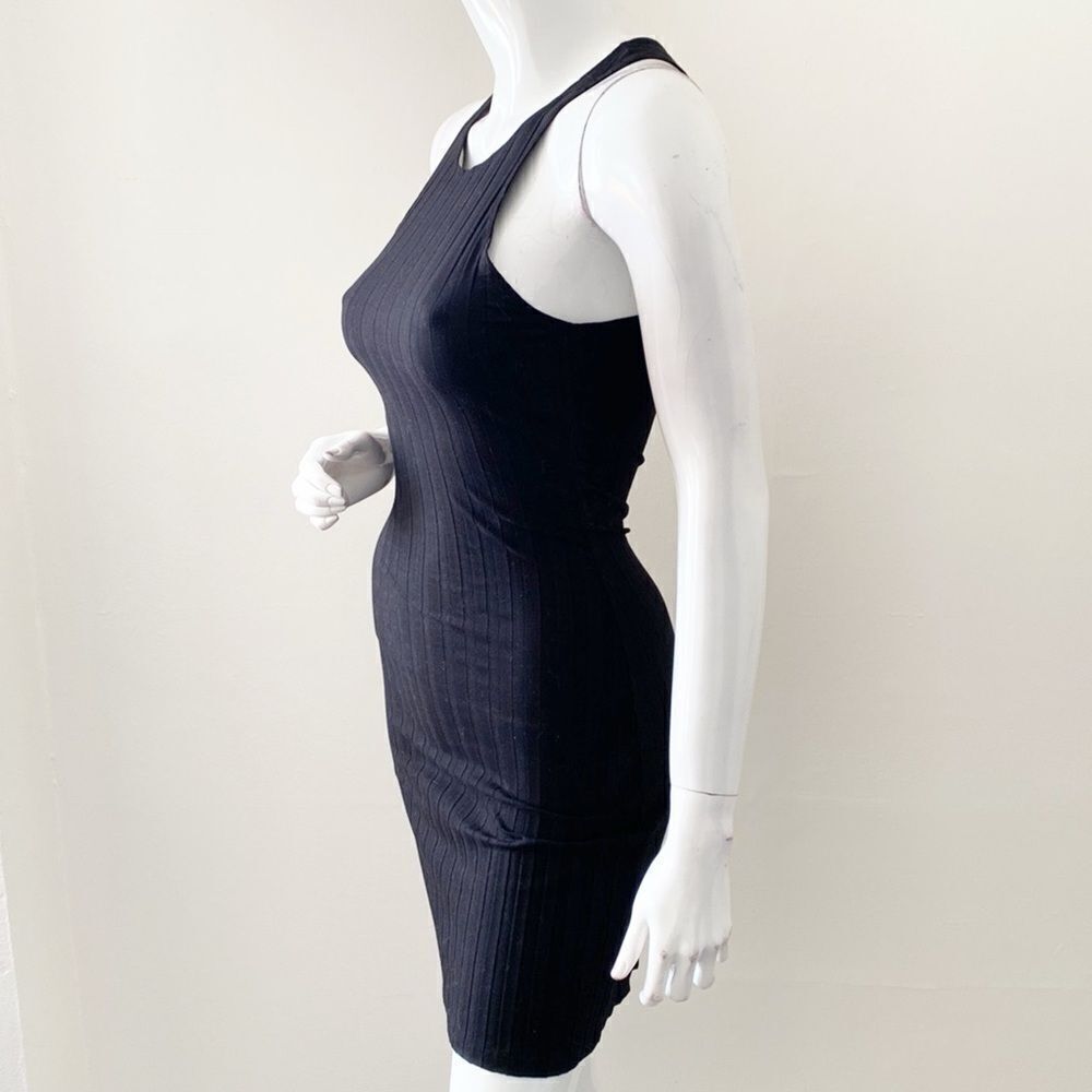 Reformation Black Ribbed Racerback Mini Tank Dress - Picture 2 of 7